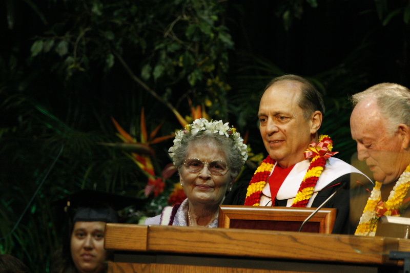 Sister Shumway, President Shumway, Elder Rolf Kerr