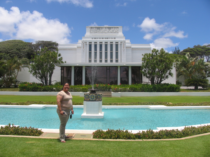 Anne Marie in front of Laie Temple.