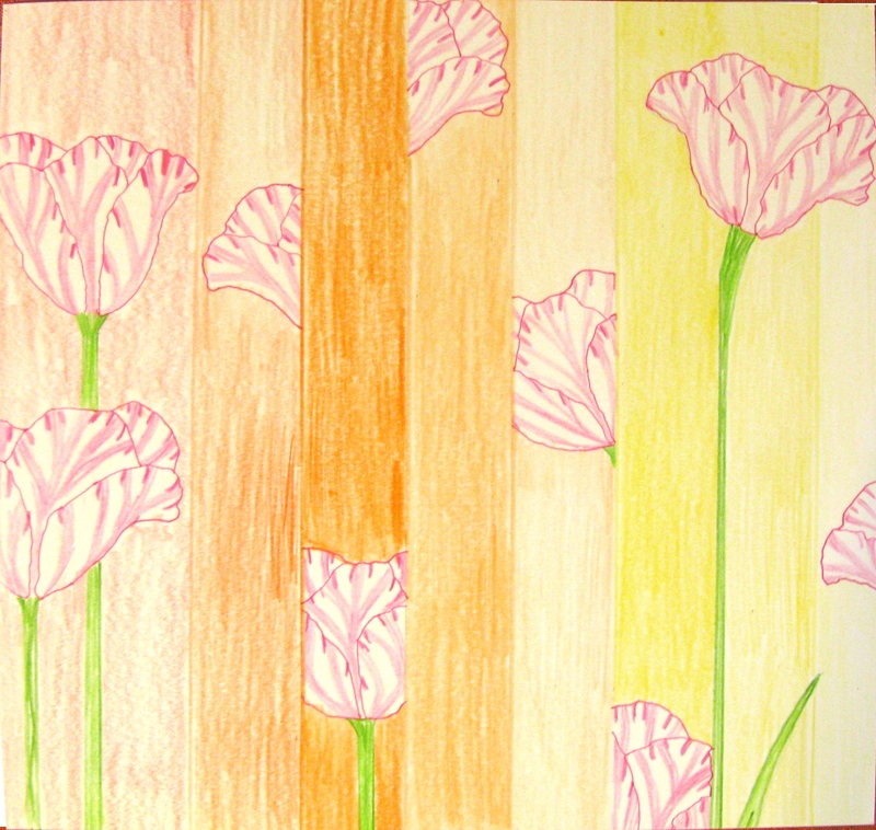 We used some object and made it repeat, and also used lines. I like how my parrot tulips turned out.