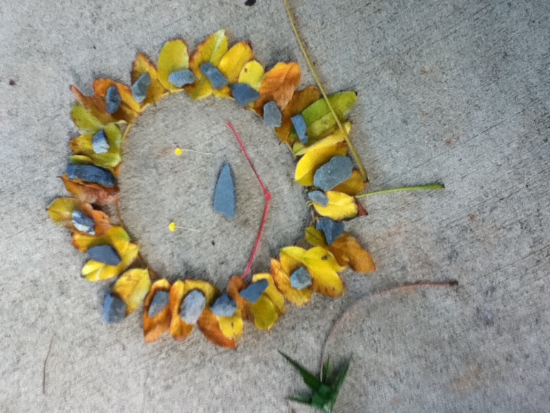 We watched a movie about Andy Goldsworthy and then we went out and made our own art with nature. Sorry we missed taking pictures of some of the class artwork.