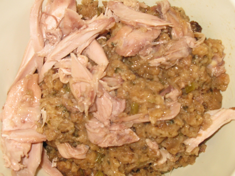 The Stuffing from inside the Imu Turkey.