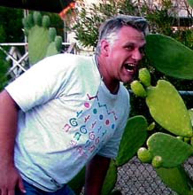 Eating cactus at Deacon's house