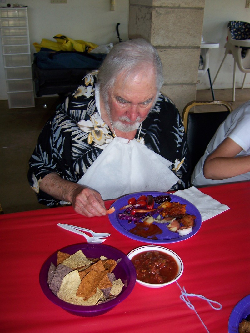 Deacon with Chips and Salsa on the table also