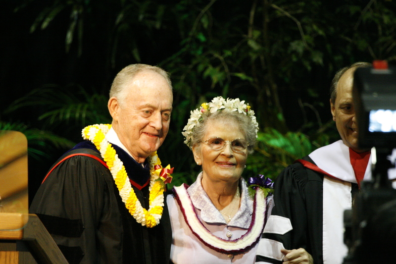 Elder Rolf Kerr, Sister Shumway, President Shumway