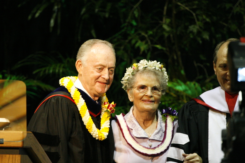 Elder Rolf Kerr, Sister Shumway, President Shumway