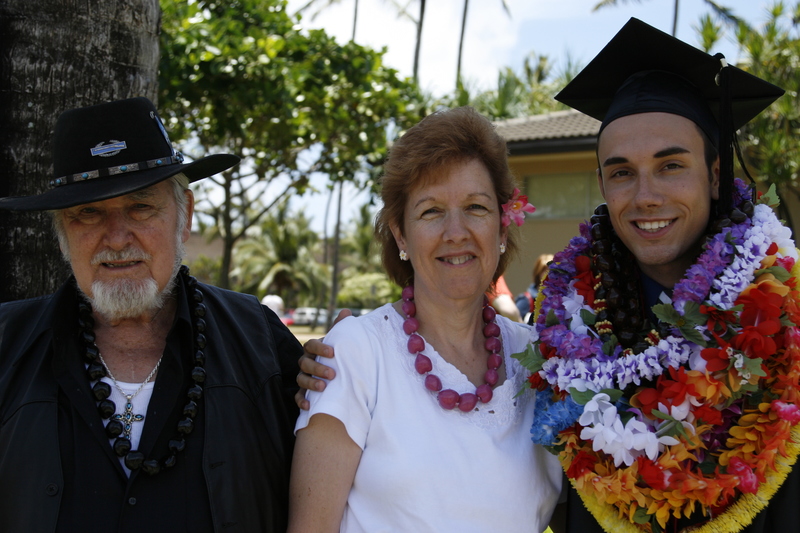 Grandpa Deacon Thompson, Mom Cindy, and the Graduate Matt.