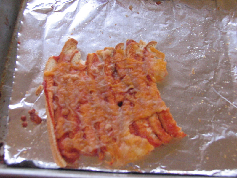 Bread Crust Strips with Cheese on top