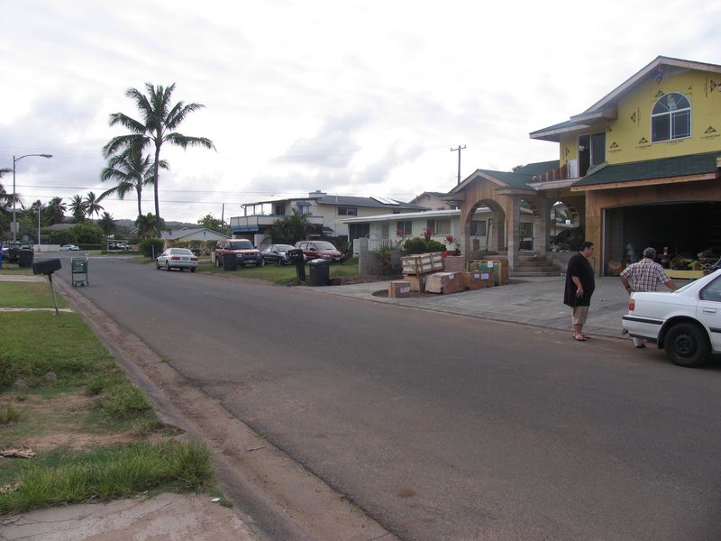 Looking down the street to the west.