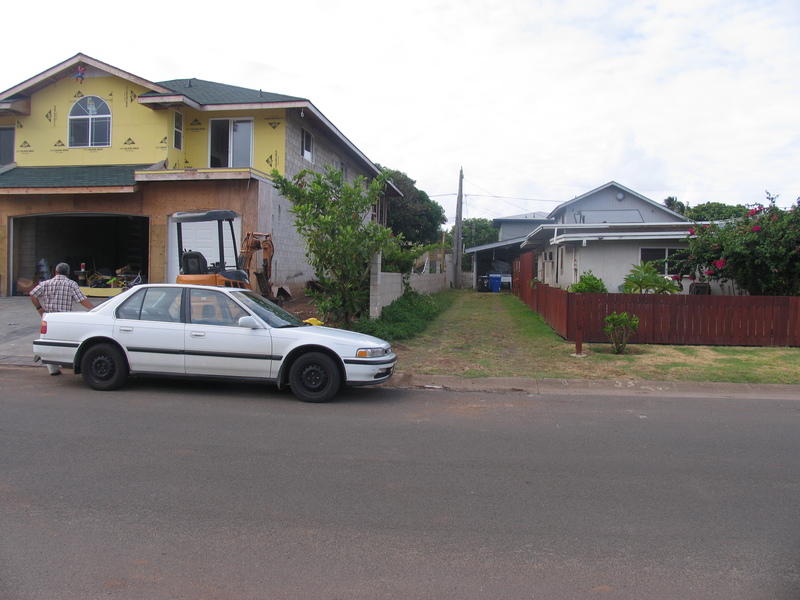 Looking across the street. Very nice house that's being built.