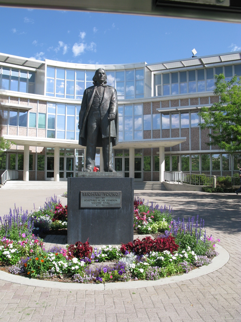 Administration Building
with statue of Brigham Young.