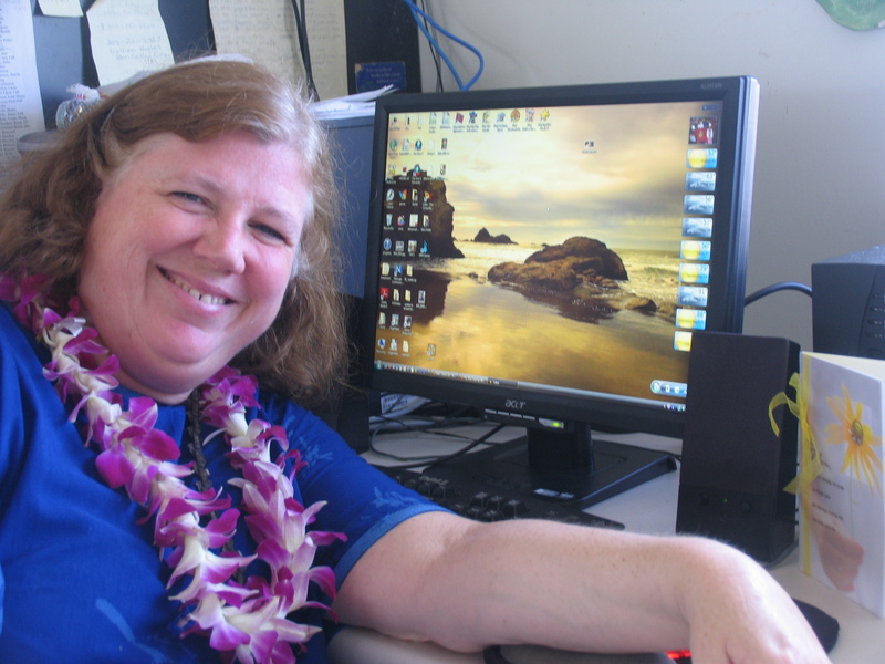Ben gave me a new monitor for Mother's Day. I had wanted my monitor fixed, but it was a shock to get a new one. He also gave me an orchid lei.