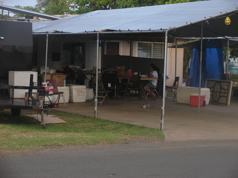 Then turn your carport into a "kitchen or food prep area." Acquire a lot of industrial size pots.