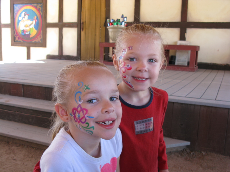 The girls got their faces painted. I liked the sparkly paint.