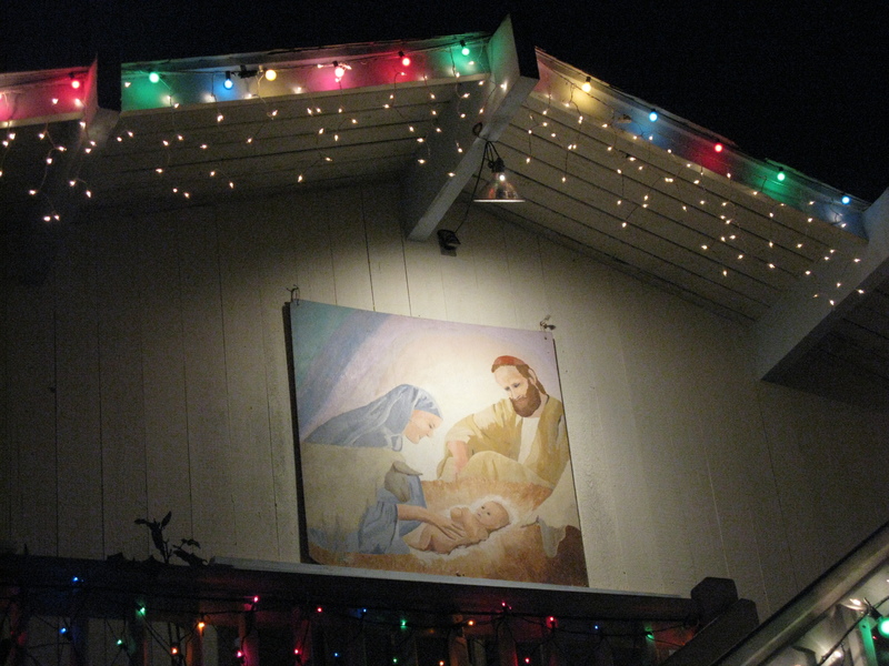 Painting I did in 1987. It has hung outside our house for a month every Christmas since.