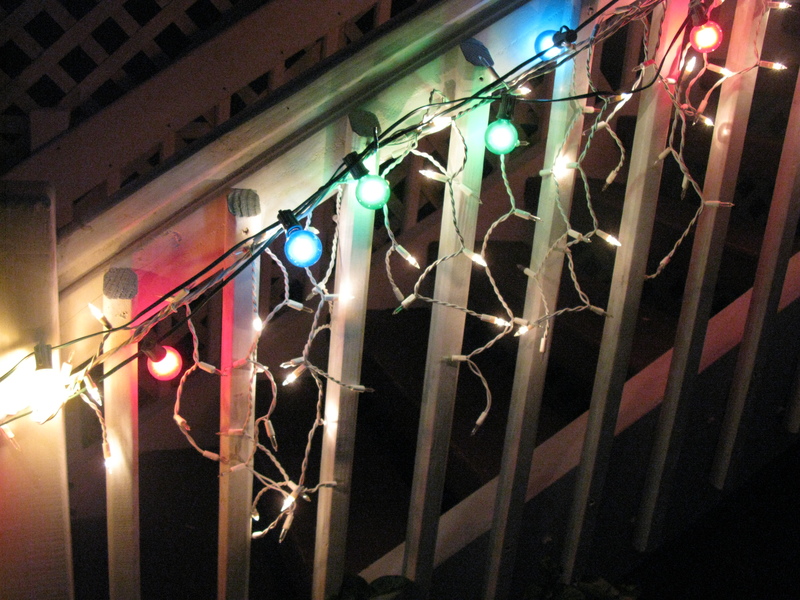 Close up of stair lights. Icicle and Soft Globe - two kinds.