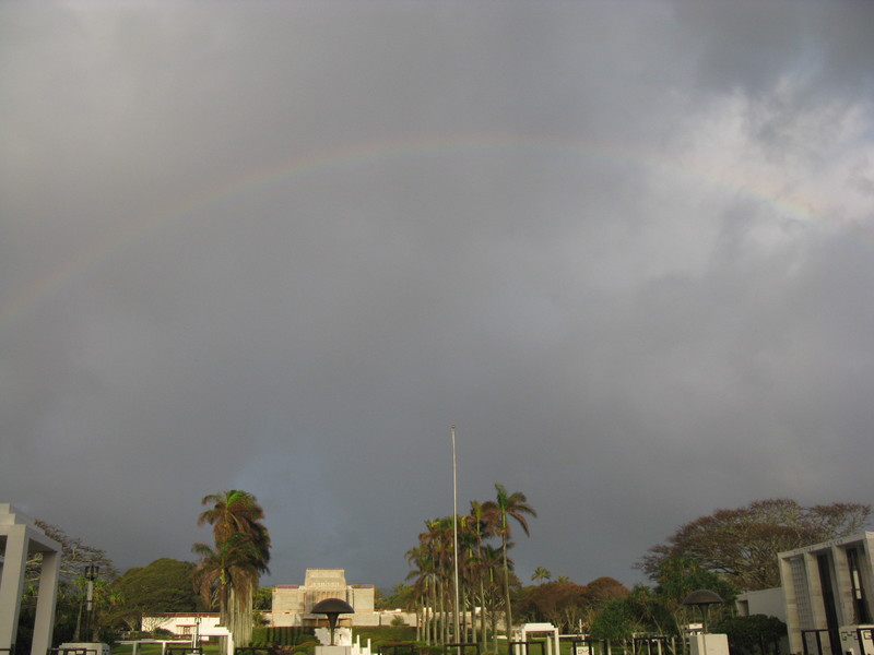 rainbow over the temple