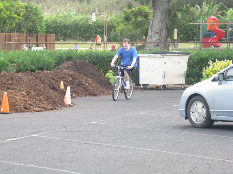 The bike is a little small, but it was a friend's. He did a great job! Woo Hoo!