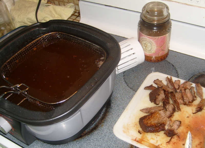 Since we had hot oil I decided the get some meat out and deep fry it. It turned out pretty well, and I loved the sauce with it.