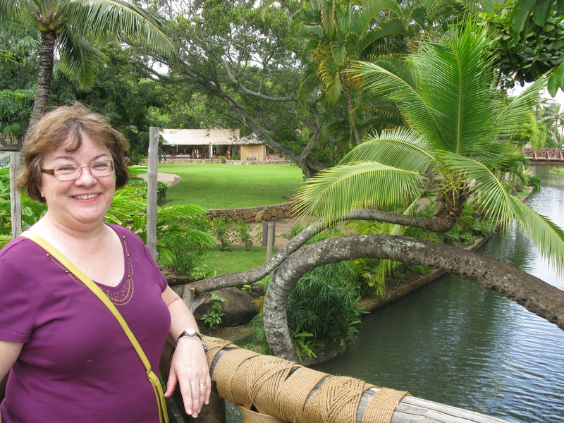 The "Elvis Presley" tree at the Polynesian Cultural Center. It starts on one side of the water, crosses, curves around, and heads back to the middle. Elvis sat on it during one of his movies.