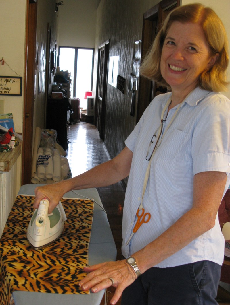 Doris helping iron tiger material.