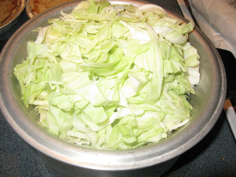 Uncooked cabbage that will go under the Ahi/Tuna Steaks after everything is cooked.