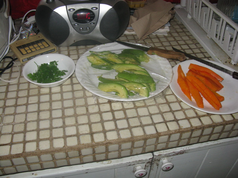 Garnishes for the Ahi/Tuna main dish plates. We had had a broccoli salad.
