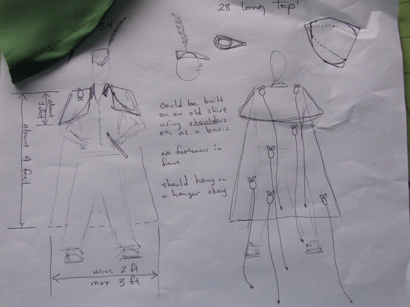 Here's my own Colton "Project Runway." Design a Halloween costume for Don. The Theme: Pied Piper with computer mice. :-)
Don drew me a plan of what he thought it might look like. You can see how close I came.