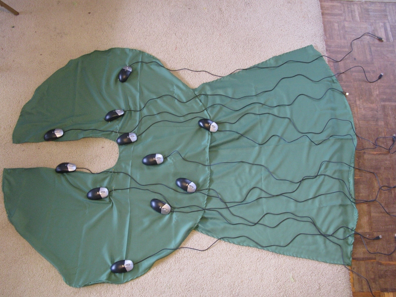 Here's a top view of the cape as it's lying on the floor. Now on to the hat.