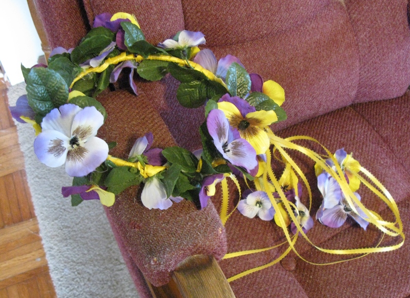 The flowery headband with ribbons for Lois's costume.