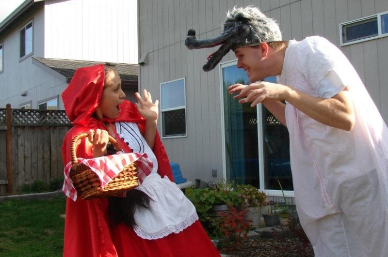 Akiko and Joseph as Red Riding Hood and the Wolf