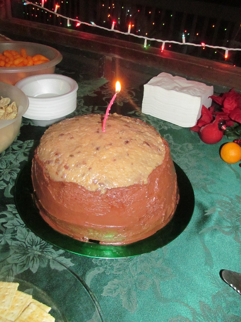 Cindy made me a birthday cake with a candle that doesn't blow out. :-)