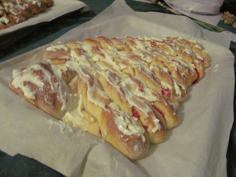 Here's the peppermint one, out, and frosted with cream cheese.