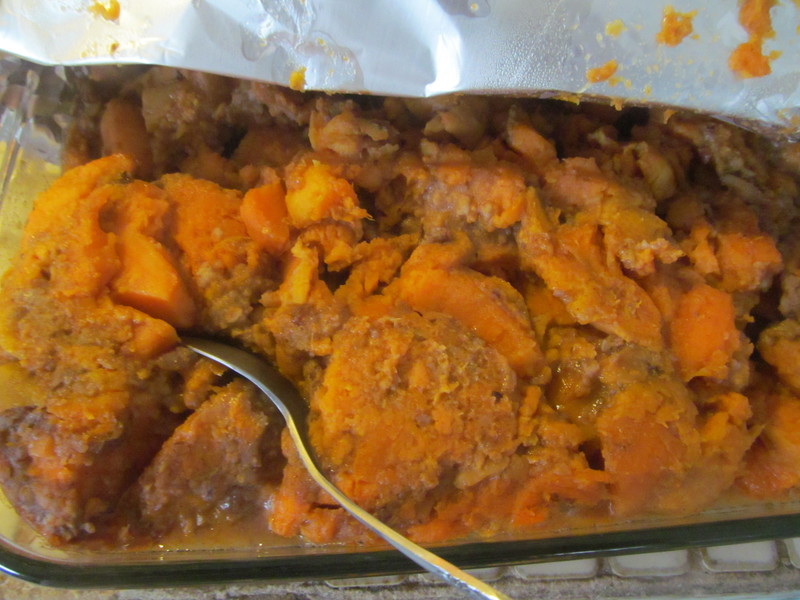 Sweet Potatoes with Pecans and topping, Not shown, ALL the candy, chocolate, nuts, etc.