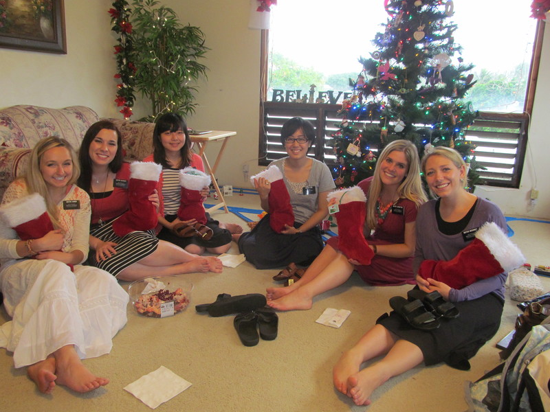 Cindy and I both gave them stuff inside the stockings. We also let them open a pomegranate.Since my two Sisters were transferred, the joy spread to six, and one of my November Sisters was given a pair of shoes. Which was good since she needed a new pair.