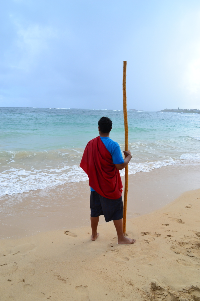 The Hokule'a come to Laie for the first time. We are waiting and looking for it on the horizon. http://en.wikipedia.org/wiki/Hokulea