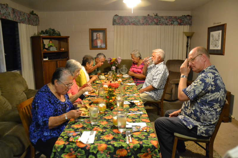 She decorated the table so nicely. They had some girls do hula, and her daughter recited two poems.