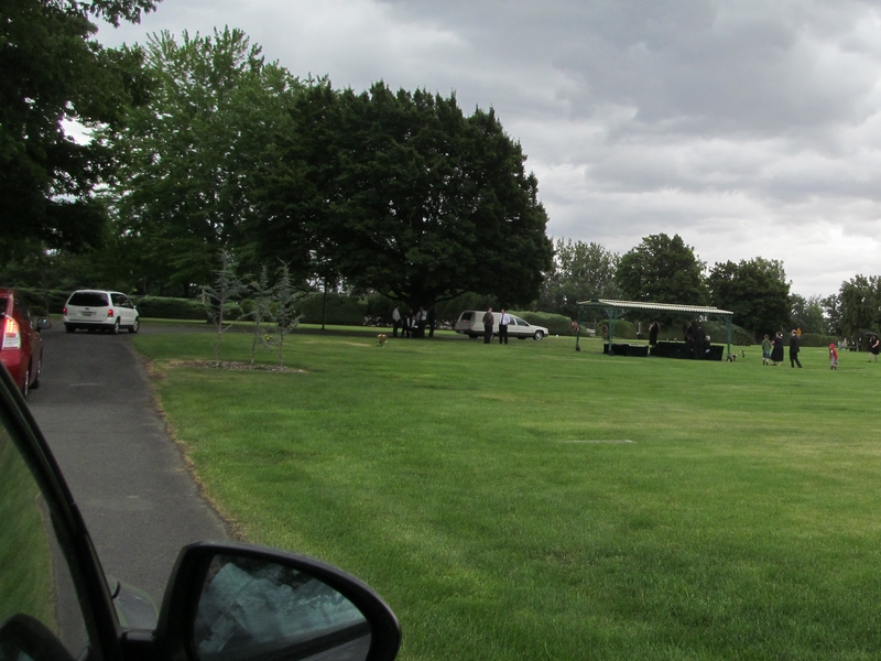 Procession arriving at the cemetery.