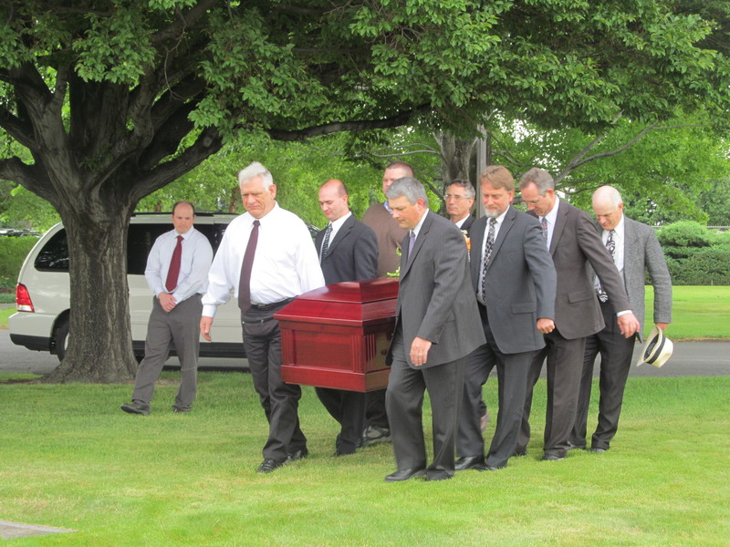 Bearing the Casket. xx, Don, xx, xx, Brent, Jim, Perry, Steve, Murray.