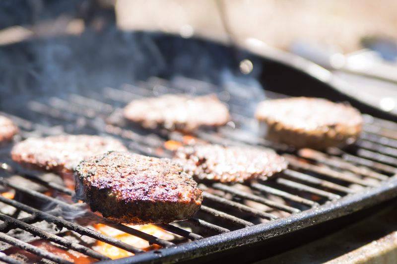 Burgers on the grill.