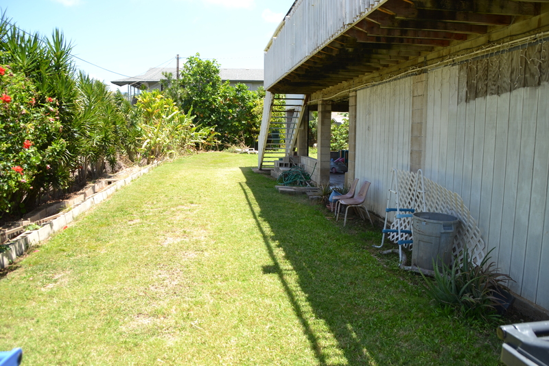 Looking East, from the driveway towards the Lanai.