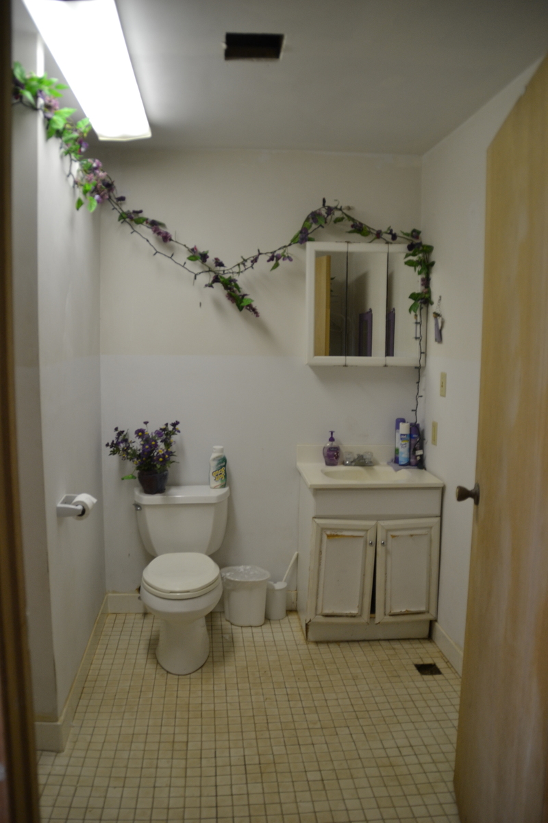 The rest of the bathroom. You'll notice that the cabinet has saggy doors. A recent flood (Dec 11, 2008) ruined the nice new doors, that were made of particle board, obviously not a very good grade. The whole downstairs can flood when it rains too much or too fast. It has happened about three times in the 16 years we have lived here. I'm sure you know that Laie is in a flood zone. Usually it's not too deep, but you should keep all belongings off the floor, just in case, unless you want to risk them getting wet. Back in the room you'll notice that things are elevated, including the outlets and the hot-water tanks. If a flood happens, you can move upstairs until it is cleaned up. But we thought you might prefer the independence the downstairs offers.