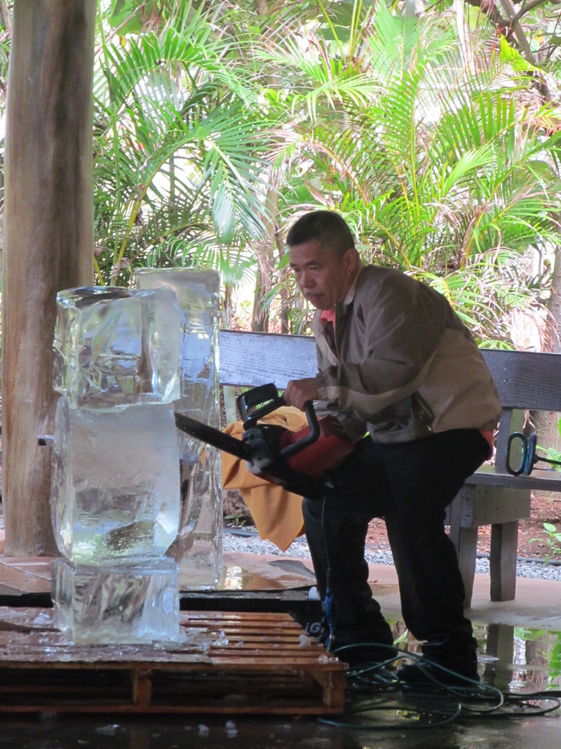 Man working on the ice sculpture