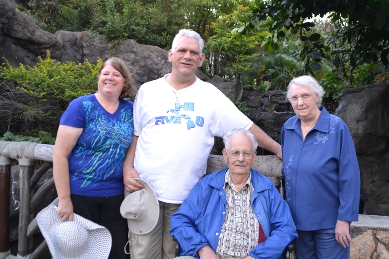 Lois, Don, Larry, Jean enjoying a day at the Polynesian Cultural Center
