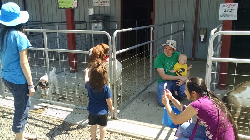 Latia, Kekoa, Joseph, Austin, Akiko with goats.