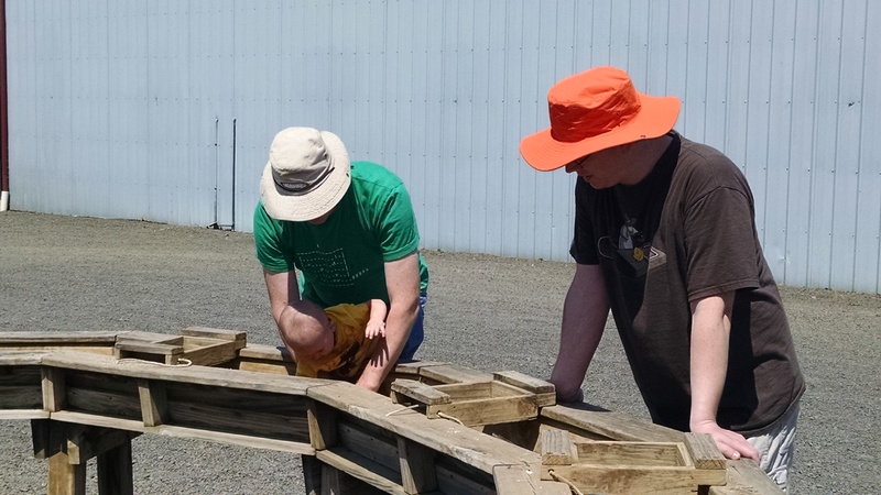Austin with Uncle Joseph and Uncle Ben, playing in the mining water trough.