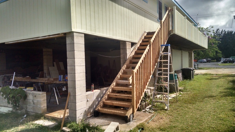 New back stairs in Laie from the side.