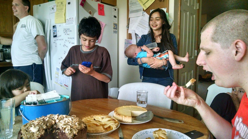 Others waiting for Isaac's pie, cheesecake, and cake.