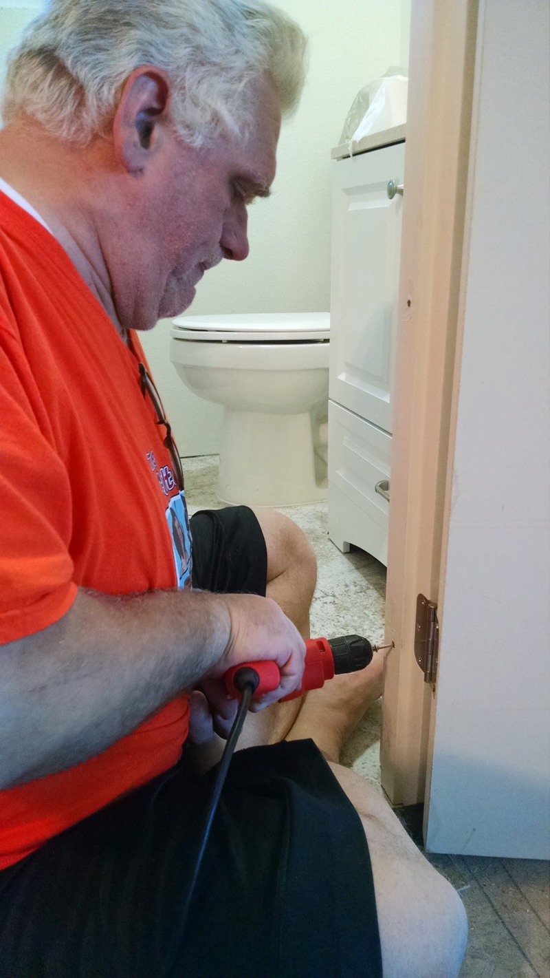 On our Anniversary Eve we installed two doors in Lois's Loft most of the way and started taking apart the vanity cabinet in the Master Bathroom.