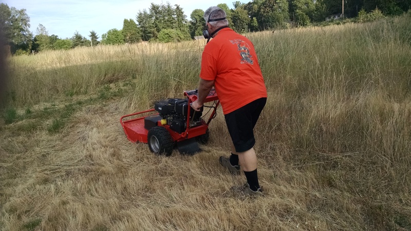 Don trying out Dr. Field's Brush Cutter.