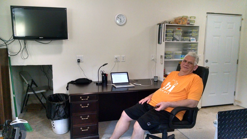 Here is Don with his new desk.